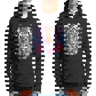 Tête De Tigre Entourée De Fleurs En Fleurs Sweat à capuche - Cadeauxyz