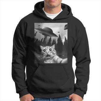Ufo と面白い猫のセルフィー パーカー - Kawaiitshirt