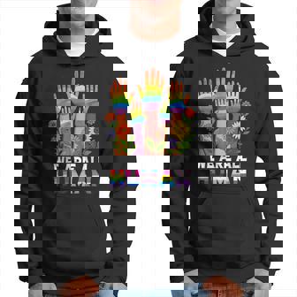 We Are All Human レインボー Lgbt Lgbtq トランスジェンダー ハンドフラワー パーカー - Kawaiitshirt