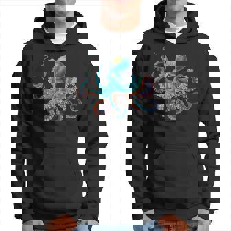 かわいい タコ カラフル ヴィンテージ ブルー イカ クラーケン スキューバ ダイビング パーカー - Kawaiitshirt