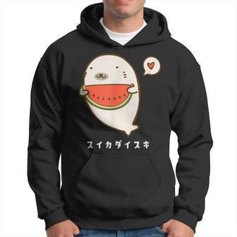 アザラシ 海豹 すいか スイカ大好き アザラシ かわいい イラスト アザラシ好き スイカ イラスト 手書き パーカー - Kawaiitshirt