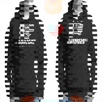 アメリカ国旗とハートのアイ・ラブ・ハンバーガー パーカー - Kawaiitshirt