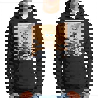 アラビア砂漠でサングラスをかけた猫、ドバイにマッチ。 パーカー - Kawaiitshirt