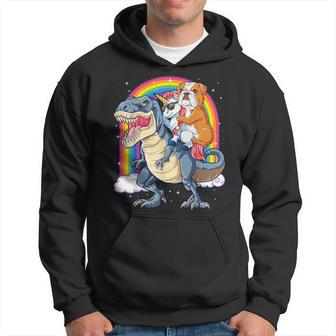 イングリッシュブルドッグ ユニコーン ライディング ダイナソー Tレックス ギフト メンズ レディース パーカー - Kawaiitshirt