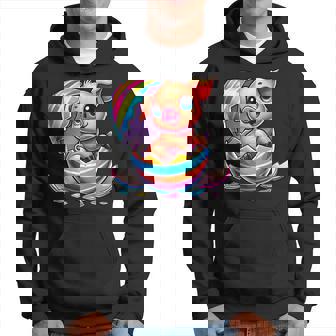 イースターエッグのかわいい赤ちゃん豚の漫画アート。 パーカー - Kawaiitshirt