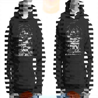 ウィトルウィウス的人体図 ドラム 面白tシャツ レオナルドダヴィンチ おもしろ ドラマー 服 音楽 メンズ パーカー - Kawaiitshirt