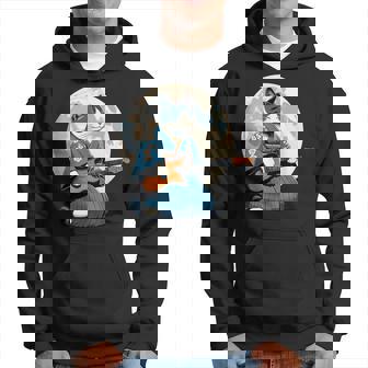 エレキギターを弾く日本猫 着物&猫ギター パーカー - Kawaiitshirt