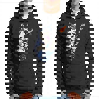 エレキギターを弾く面白いシベリアンハスキー犬ミュージシャン パーカー - Kawaiitshirt