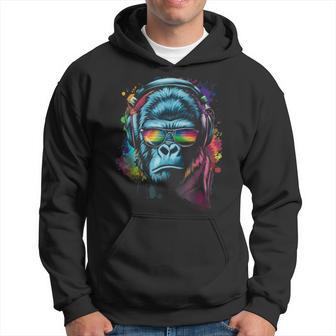 カラフルなゴリラとヘッドフォン レインボー バイブス エイプ モチーフ パーカー - Kawaiitshirt
