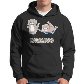 カワウソくん『スケボー』コツメカワウソ ゆるくて かわいい キャラクター イラスト パーカー - Kawaiitshirt