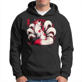 キツネ キツネ 赤いクモユリ 花 日本の九尾キツネ パーカー - Kawaiitshirt