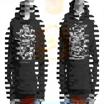 ギターを弾く猫 面白いロックミュージックギター猫 パーカー - Kawaiitshirt