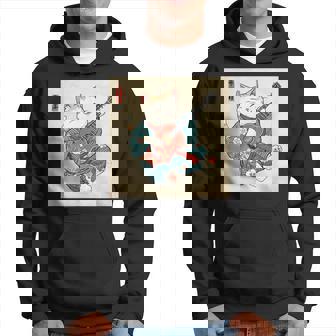 ギター奏でる猫 着物姿 ヴィンテージ 日本美術 面白い パーカー - Kawaiitshirt