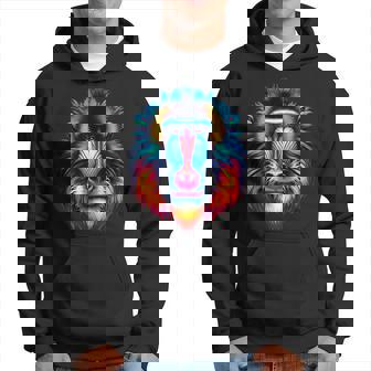 クール マンドリル 猿の精霊 動物 イラスト 絞り染め アート パーカー - Kawaiitshirt