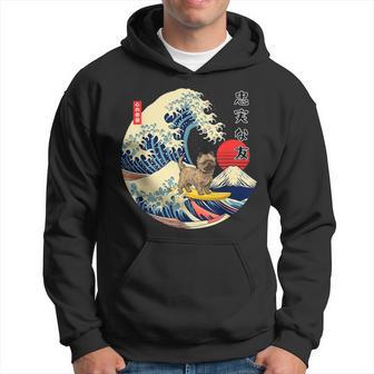 ケアンテリア 日本の神奈川波 サーフ 忠実な犬 パーカー - Kawaiitshirt