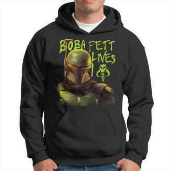 スター・ウォーズ ボバ・フェットの本 ネオン・ボバ・フェット・ライヴズ ポスター パーカー - Kawaiitshirt