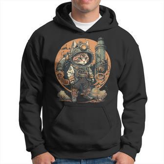 スチームパンク 猫 キティ 子猫 月 スペース スチームパンク パーカー - Kawaiitshirt