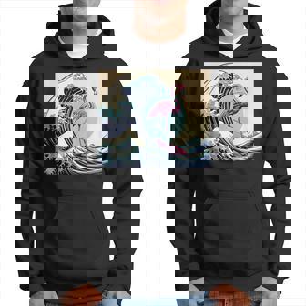 トロピカルピンク フラミンゴ グレートビッグウェーブサーファー オーシャンビーチ パーカー - Kawaiitshirt