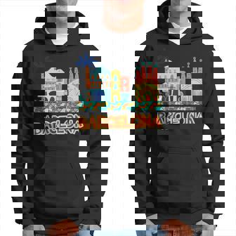 バルセロナの象徴的な建物とサグラダファミリア カラフル パーカー - Kawaiitshirt