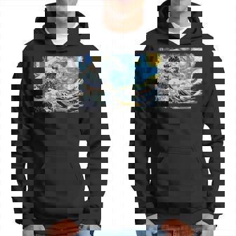 バンゴッホの星空と北斎の富嶽三十六景波絵の融合 パーカー - Kawaiitshirt