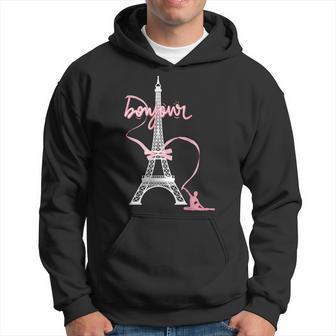 パリフランス エッフェル塔 ボンジュール 体操リボンとリボン パーカー - Kawaiitshirt