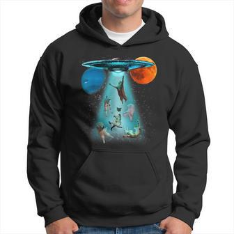 ファニースペースキャット Ufo 宇宙人 空飛ぶ猫 ギャラクシープラネット グラフィック パーカー - Kawaiitshirt