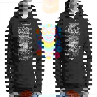 フクロウと花 カラフルなアートワーク フクロウの恋人 パーカー - Kawaiitshirt