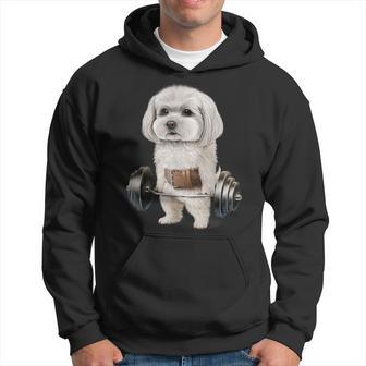 マルチーズドッグ筋トレ バーベルシュラッグバー フィットネス パーカー - Kawaiitshirt