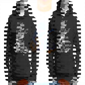 ミュージシャン ロシアンブルー猫 ギタリスト 猫とギター パーカー - Kawaiitshirt