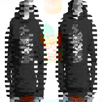 メリークリスマス かわいいオタクウェールズコーギー エルフの帽子とスカーフ付き パーカー - Kawaiitshirt