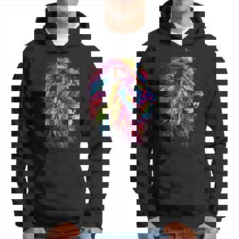 ライオンアート 抽象 カラフル 動物 グラフィック ライオン パーカー - Kawaiitshirt