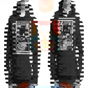 ラーメンと黒猫 和風ビンテージ パーカー - Kawaiitshirt