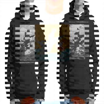 レトロ 猫 噛む サメ ユーモラス 猫 駄洒落 ミーム 猫s サメ パーカー - Kawaiitshirt