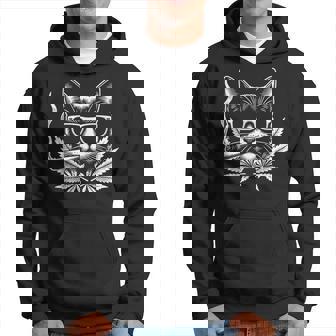 レトロな猫 サングラス付き 喫煙 大麻 雑草 葉 パーカー - Kawaiitshirt