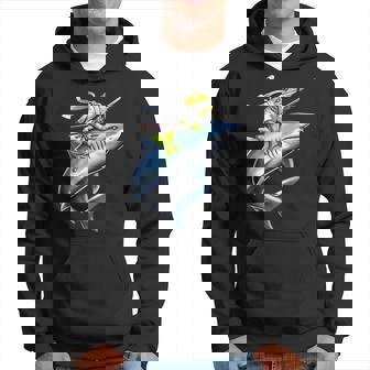 侍ニンジャカエルがサメに乗る日本の戦士面白い パーカー - Kawaiitshirt