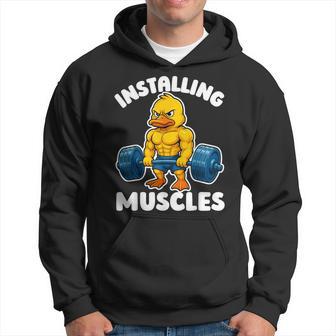 取り付け 筋肉 アヒル ウェイトリフティング フィットネス ジム 男の子 男性 パーカー - Kawaiitshirt
