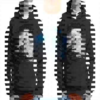 宇宙空間 オオカミ 月に遠吠えするオオカミ パーカー - Kawaiitshirt