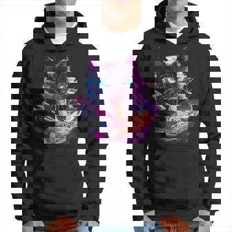 日本美術 ラーメン 猫 忍者 シンセウェーブ スタイル サムライキャット パーカー - Kawaiitshirt