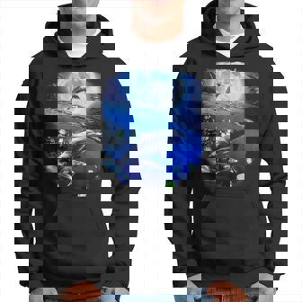 月 イルカ 宇宙 イルカ パーカー - Kawaiitshirt