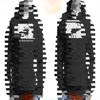 狩猟ヘラジカまたはワピティ ネブラスカ地図アートハンター パーカー - Kawaiitshirt