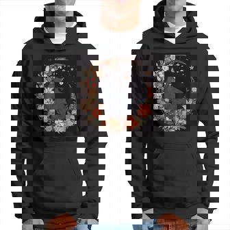 猫 月 花柄 グラフィック パーカー - Kawaiitshirt