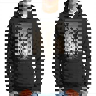 白黒写真 ヤシの木の夕日 ビンテージ写真 パーカー - Kawaiitshirt