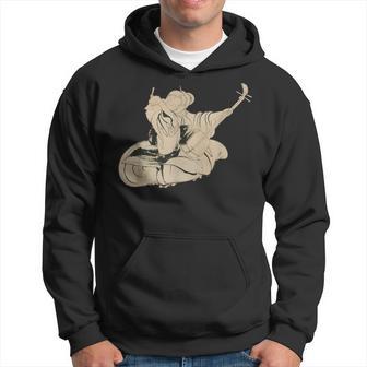 葛飾北斎作 三味線と座る女 パーカー - Kawaiitshirt