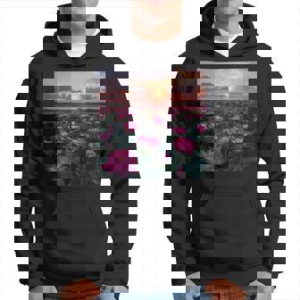 蓮の花畑 美しい夕日のグラフィック パーカー - Kawaiitshirt