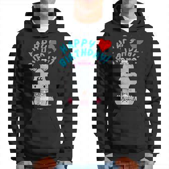 誕生日おめでとうギフト かわいいカバが彼女の誕生日を祝います パーカー - Kawaiitshirt