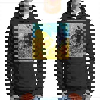 面白いゴッホのひまわり、猫のミーム、黒猫のアート。 パーカー - Kawaiitshirt