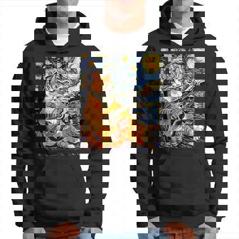 面白いレトロなデザインの猫がギターを弾く 星月夜 パーカー - Kawaiitshirt