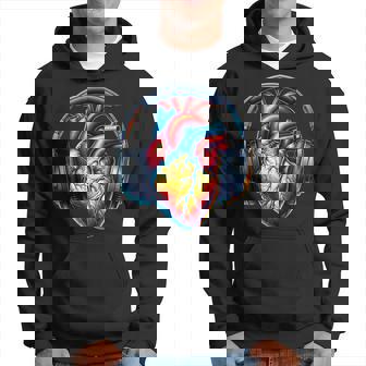 音楽解剖学的ハートとヘッドフォンdjミュージックグラフィック パーカー - Kawaiitshirt