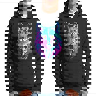 鮮やかなマルチカラーオオカミ パーカー - Kawaiitshirt