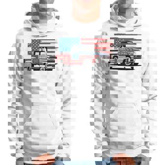 Ancienne Camionnette Drapeau Américain 4 Juillet Sweat à capuche - Cadeauxyz